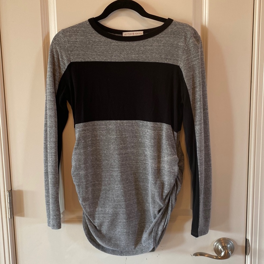 Medium. Peyton Jensen long sleeve. Black and gray.